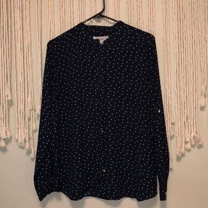 Long sleeve navy blouse